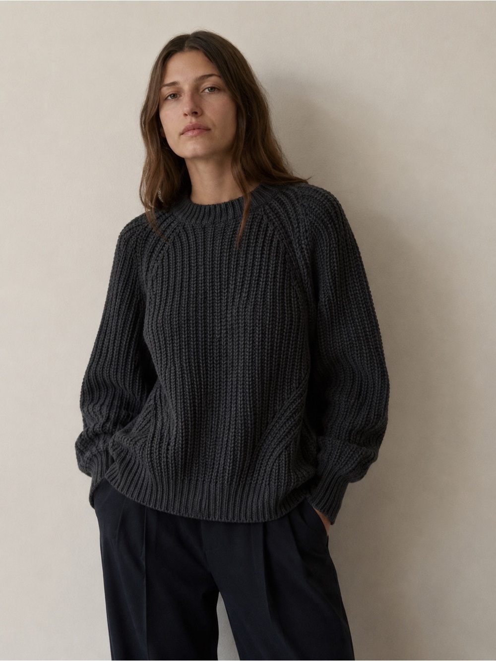 Demylee black wool blend knit sweater S
